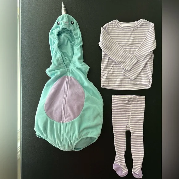 Carter's UNISEX NarWhal Costume Size 24 Months 3 Pieces - Picture 2 of 3